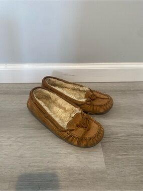 UGG Chestnut Sheepskin-Lined Moccasin Slippers